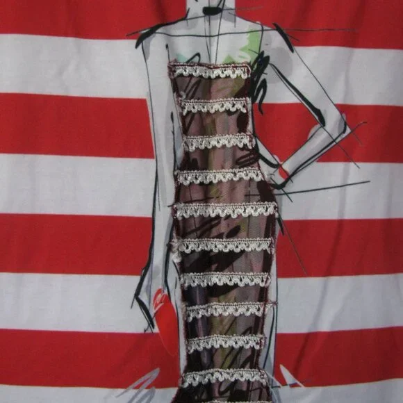 2/$15 Dare Modern Tee Tshirt NWOT New Large Red Stripe Fancy Lady - Picture 3 of 4